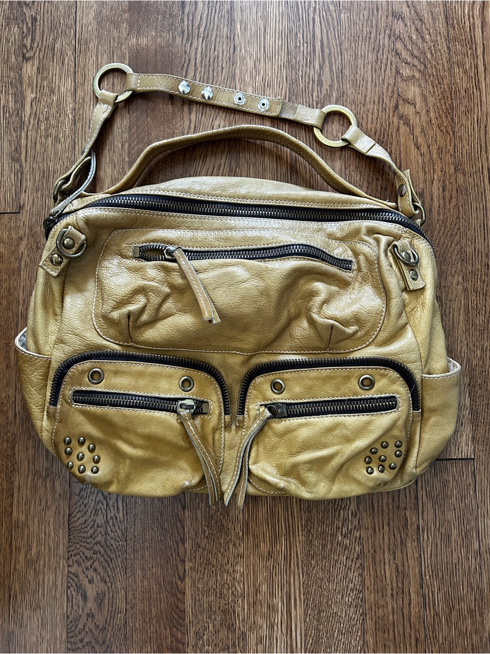 Marco Buggiani soft Casual Italian Leather Shoulder Bag in Mustard Yellow